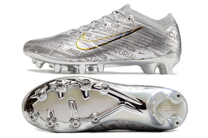 CHUTEIRA NIKE AIR ZOOM MERCURIAL VAPOR 15 ELITE CAMPO (AG) "25 ANOS" - PRATA
