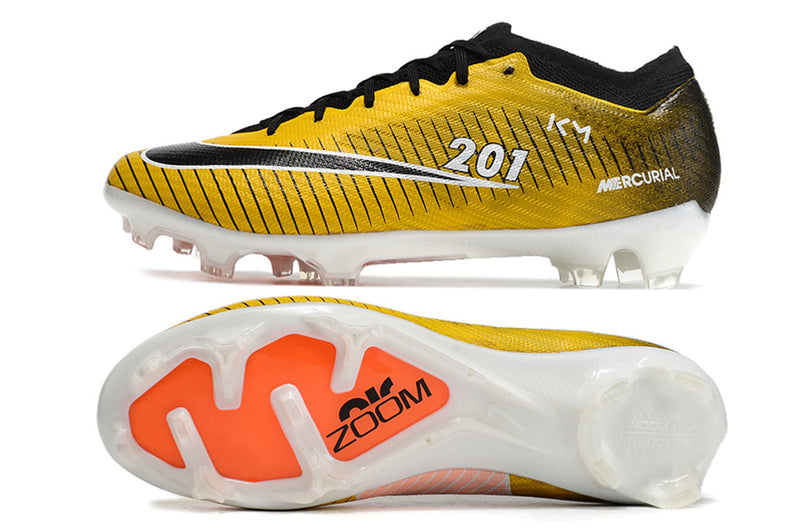 CHUTEIRA NIKE AIR ZOOM MERCURIAL VAPOR 15 ELITE CAMPO "MBAPPÉ" - AMARELA E PRETA