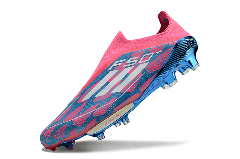 CHUTEIRA ADIDAS F50 LACELESS LIGHTSTRIKE PRO ELITE CAMPO "REEMERGENCE" – AZUL E ROSA