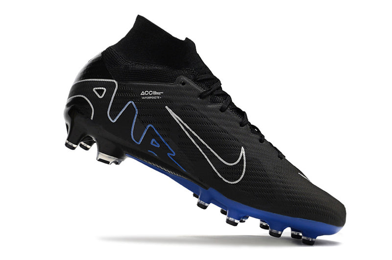 CHUTEIRA NIKE AIR ZOOM MERCURIAL SUPERFLY 9 ELITE CAMPO (AG) "SHADOW" - PRETA E AZUL