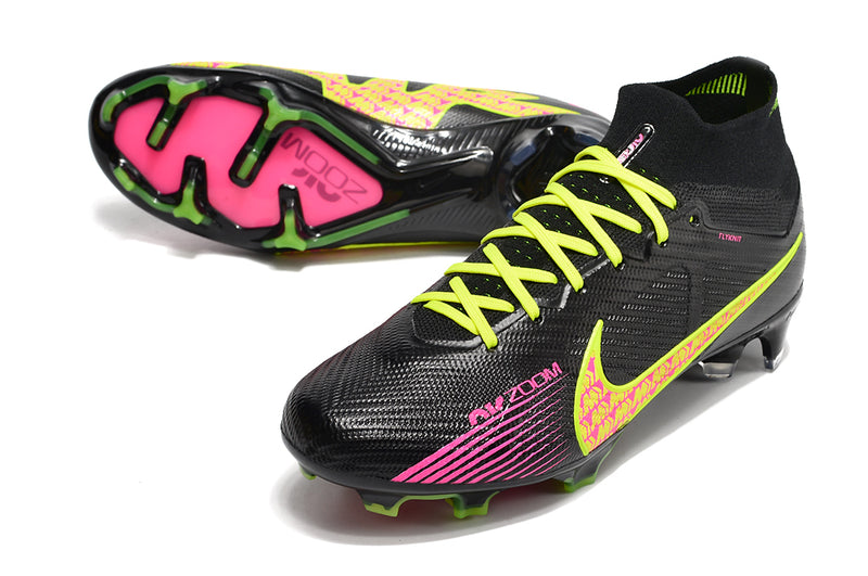 CHUTEIRA NIKE AIR ZOOM MERCURIAL SUPERFLY 9 ELITE CAMPO - PRETA E AMARELA