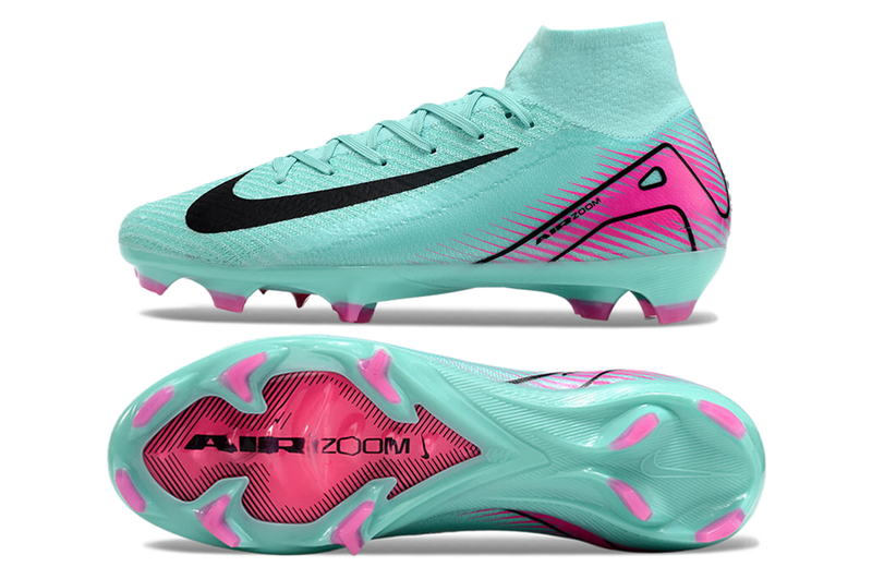 CHUTEIRA NIKE AIR ZOOM MERCURIAL SUPERFLY 10 ELITE CAMPO - CIANO E ROSA