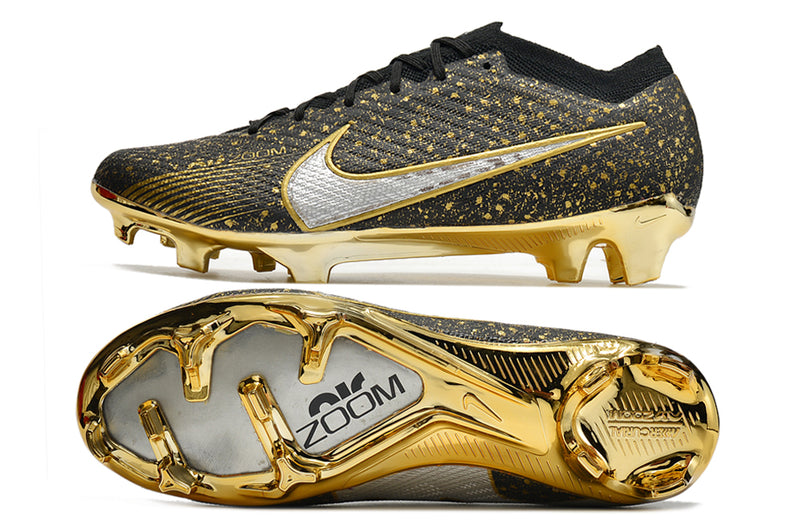 CHUTEIRA NIKE AIR ZOOM MERCURIAL VAPOR 15 ELITE CAMPO - PRETA E DOURADA