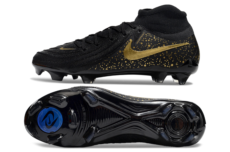 CHUTEIRA NIKE PHANTOM LUNA II ELITE CAMPO - PRETA E DOURADA