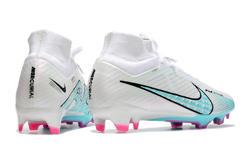 CHUTEIRA NIKE AIR ZOOM MERCURIAL SUPERFLY 9 ELITE CAMPO - BRANCA E CIANO