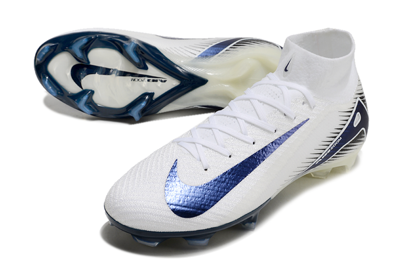 CHUTEIRA NIKE AIR ZOOM MERCURIAL SUPERFLY 10 ELITE CAMPO - BRANCA E AZUL ESCURO