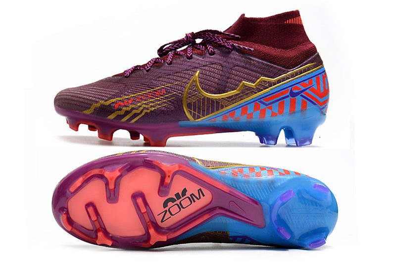 CHUTEIRA NIKE AIR ZOOM MERCURIAL SUPERFLY 9 ELITE CAMPO "MBAPPÉ" - VINHO