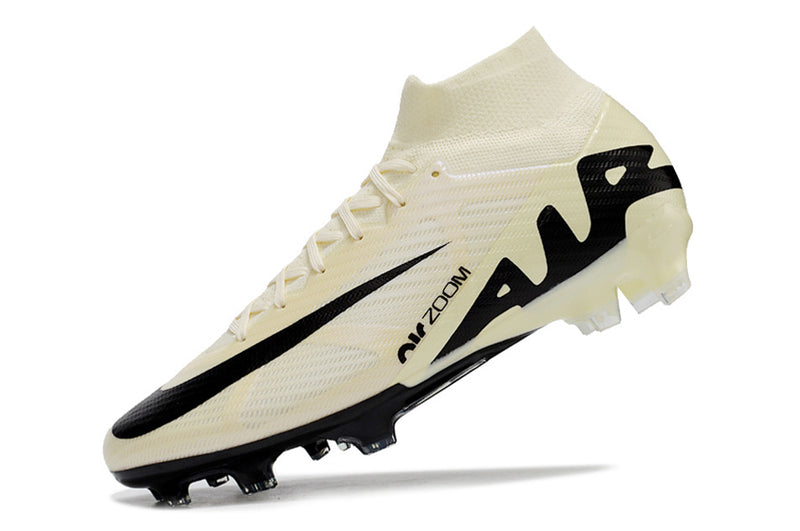 CHUTEIRA NIKE AIR ZOOM MERCURIAL SUPERFLY 9 ELITE CAMPO "MAD READY" - BEGE E PRETA