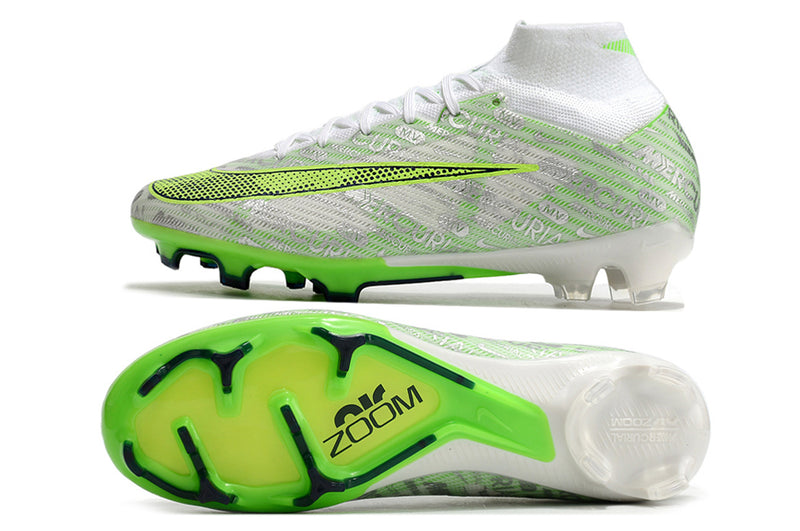 CHUTEIRA NIKE AIR ZOOM MERCURIAL SUPERFLY 9 ELITE CAMPO "XXV" - BRANCA E VERDE