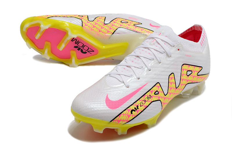 CHUTEIRA NIKE AIR ZOOM MERCURIAL VAPOR 15 ELITE CAMPO - BRANCA E AMARELA
