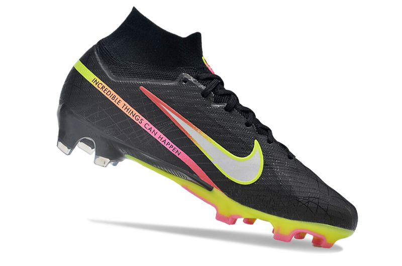 CHUTEIRA NIKE AIR ZOOM MERCURIAL SUPERFLY 9 ELITE CAMPO "RASHFORD" - PRETA E COLORIDA