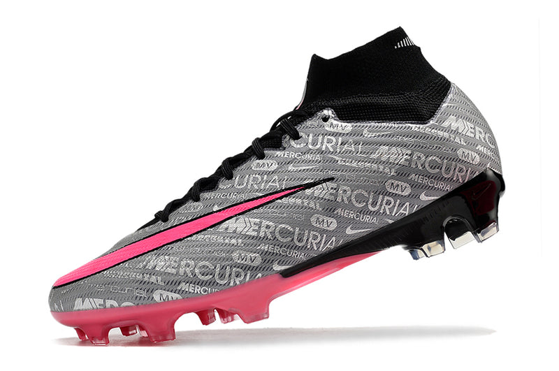 CHUTEIRA NIKE AIR ZOOM MERCURIAL SUPERFLY 9 ELITE CAMPO "XXV" - CINZA E ROSA