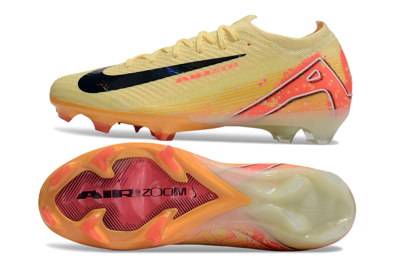 CHUTEIRA NIKE AIR ZOOM MERCURIAL VAPOR 16 ELITE CAMPO "MBAPPÉ" - AMARELA E LARANJA