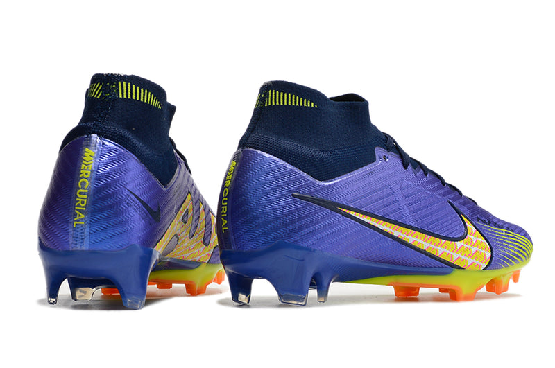 CHUTEIRA NIKE AIR ZOOM MERCURIAL SUPERFLY 9 ELITE CAMPO - AZUL E AMARELA