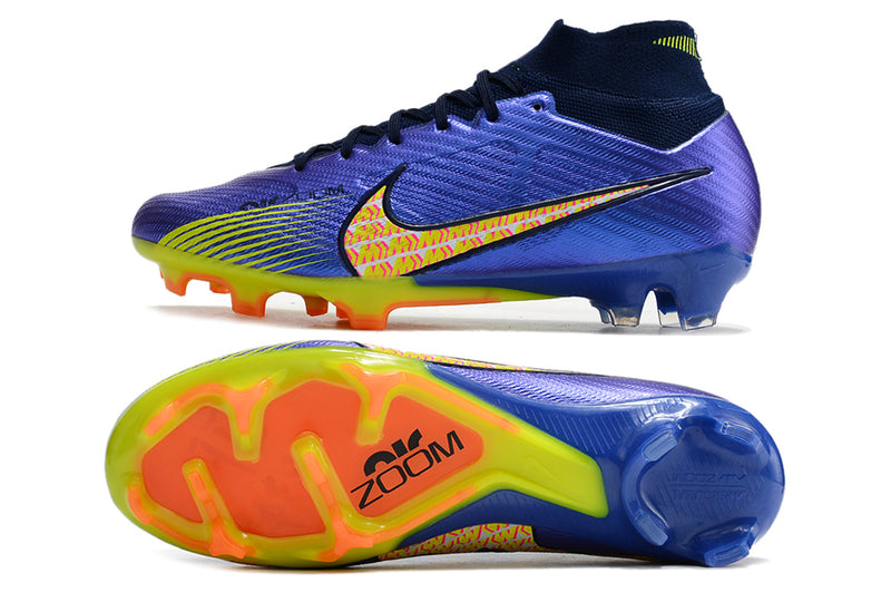CHUTEIRA NIKE AIR ZOOM MERCURIAL SUPERFLY 9 ELITE CAMPO - AZUL E AMARELA