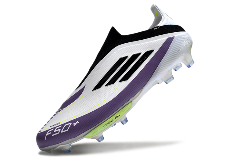 CHUTEIRA ADIDAS F50 LACELESS LIGHTSTRIKE PRO ELITE CAMPO - BRANCA E ROXA