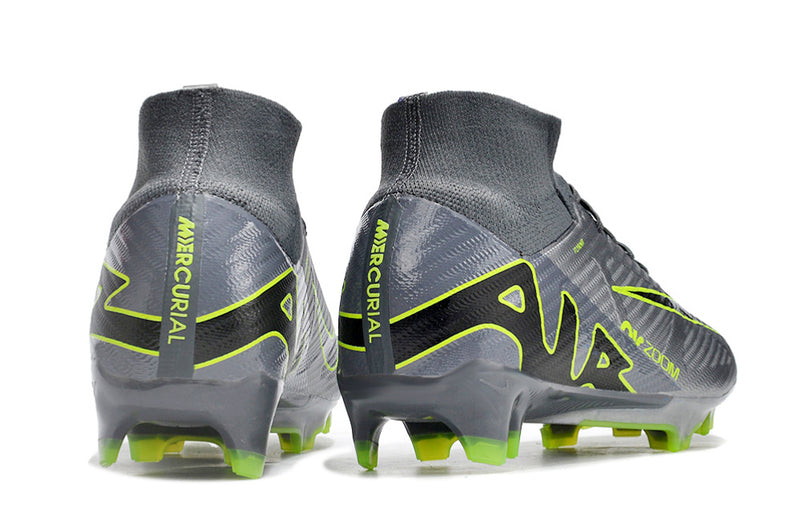 CHUTEIRA NIKE AIR ZOOM MERCURIAL SUPERFLY 9 ELITE CAMPO - CINZA E VERDE