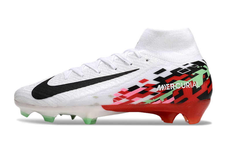 CHUTEIRA NIKE AIR ZOOM MERCURIAL SUPERFLY 10 ELITE CAMPO - BRANCA E VERMELHA