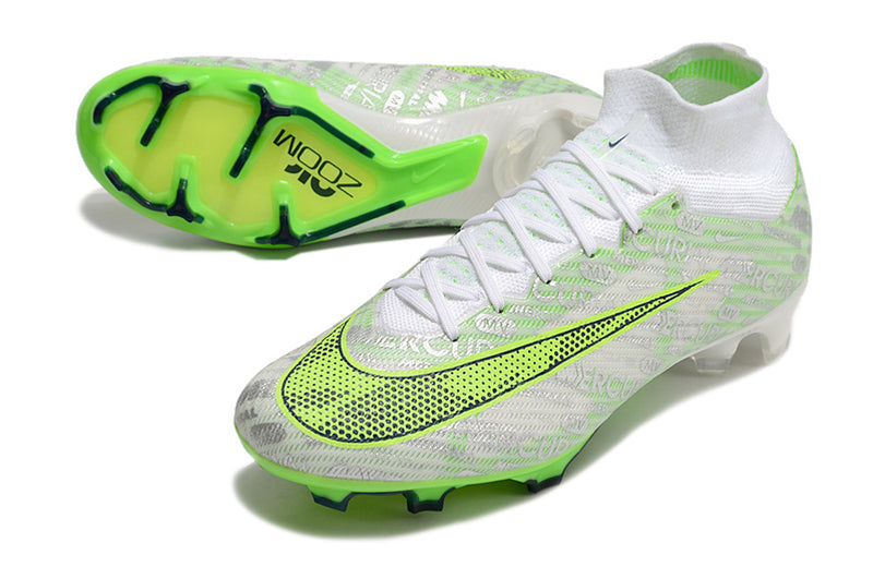 CHUTEIRA NIKE AIR ZOOM MERCURIAL SUPERFLY 9 ELITE CAMPO "XXV" - BRANCA E VERDE