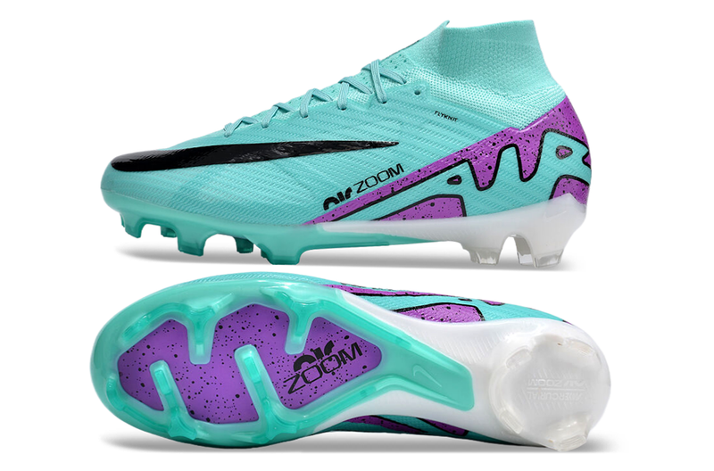 CHUTEIRA NIKE AIR ZOOM MERCURIAL SUPERFLY 9 ELITE CAMPO "PEAK READY" - CIANO E ROXA