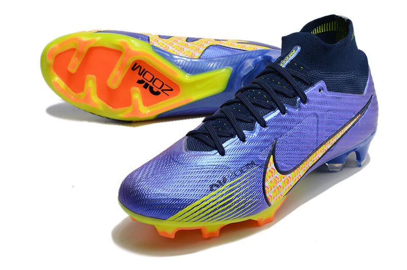 CHUTEIRA NIKE AIR ZOOM MERCURIAL SUPERFLY 9 ELITE CAMPO - AZUL E AMARELA