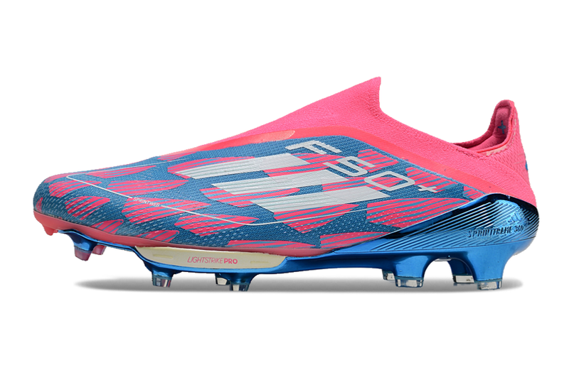 CHUTEIRA ADIDAS F50 LACELESS LIGHTSTRIKE PRO ELITE CAMPO "REEMERGENCE" – AZUL E ROSA