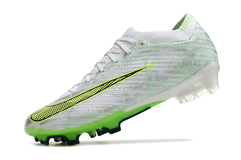 CHUTEIRA NIKE AIR ZOOM MERCURIAL VAPOR 15 ELITE CAMPO "XXV" -BRANCA E VERDE