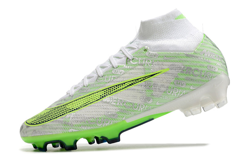 CHUTEIRA NIKE AIR ZOOM MERCURIAL SUPERFLY 9 ELITE CAMPO "XXV" - BRANCA E VERDE