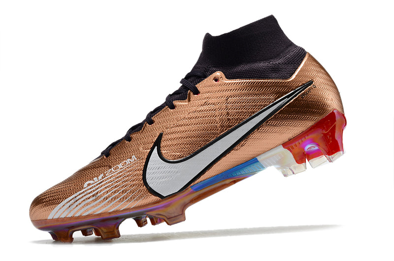CHUTEIRA NIKE AIR ZOOM MERCURIAL SUPERFLY 9 ELITE CAMPO "MBAPPÉ FRANÇA" - COBRE E PRETA