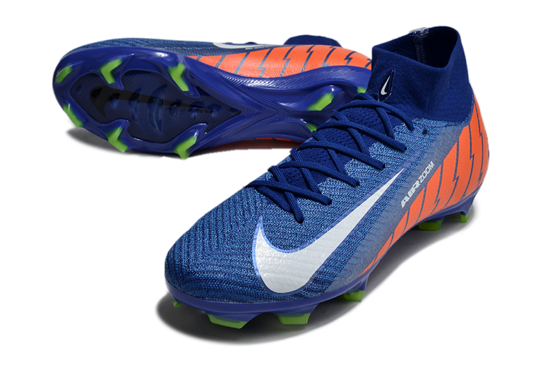 CHUTEIRA NIKE AIR ZOOM MERCURIAL SUPERFLY 10 ELITE CAMPO - AZUL E LARANJA