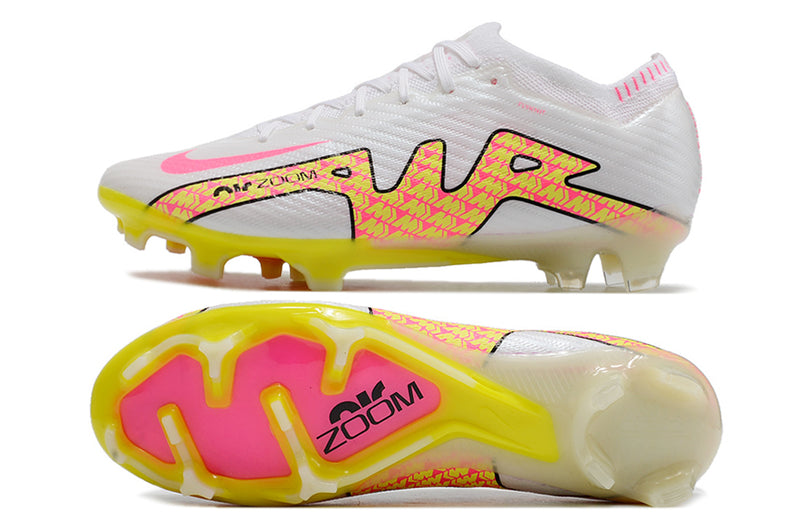 CHUTEIRA NIKE AIR ZOOM MERCURIAL VAPOR 15 ELITE CAMPO - BRANCA E AMARELA