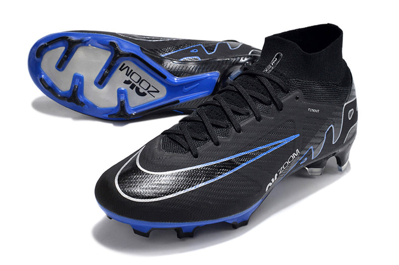 CHUTEIRA NIKE AIR ZOOM MERCURIAL SUPERFLY 9 ELITE CAMPO "SHADOW" - PRETA E AZUL