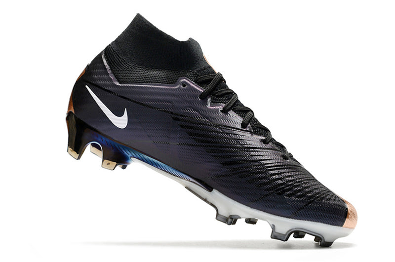 CHUTEIRA NIKE AIR ZOOM MERCURIAL SUPERFLY 9 ELITE CAMPO "2001" - PRETA E COBRE