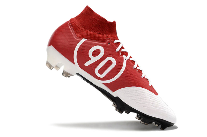 CHUTEIRA NIKE AIR ZOOM MERCURIAL SUPERFLY 9 ELITE CAMPO "T90 REMAKE" - BRANCA E VERMELHA