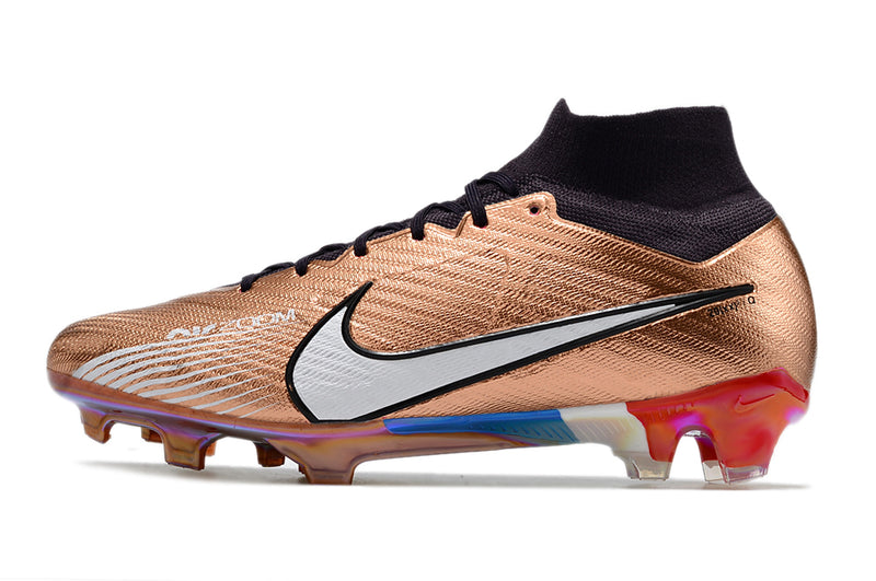 CHUTEIRA NIKE AIR ZOOM MERCURIAL SUPERFLY 9 ELITE CAMPO "MBAPPÉ FRANÇA" - COBRE E PRETA