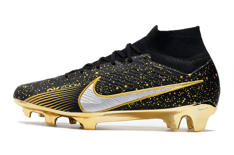 CHUTEIRA NIKE AIR ZOOM MERCURIAL SUPERFLY 9 ELITE CAMPO - PRETA E DOURADA