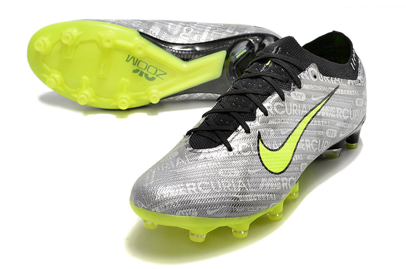 CHUTEIRA NIKE AIR ZOOM MERCURIAL VAPOR 15 ELITE CAMPO (AG) "25 ANOS" - CINZA E VERDE