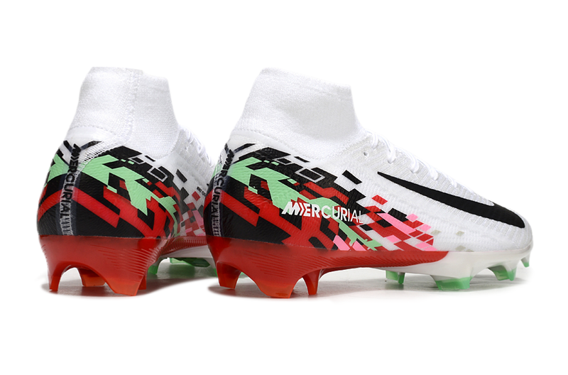 CHUTEIRA NIKE AIR ZOOM MERCURIAL SUPERFLY 10 ELITE CAMPO - BRANCA E VERMELHA