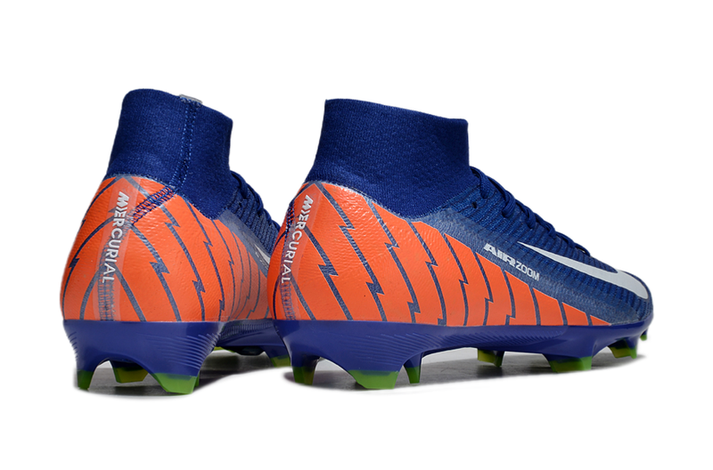 CHUTEIRA NIKE AIR ZOOM MERCURIAL SUPERFLY 10 ELITE CAMPO - AZUL E LARANJA
