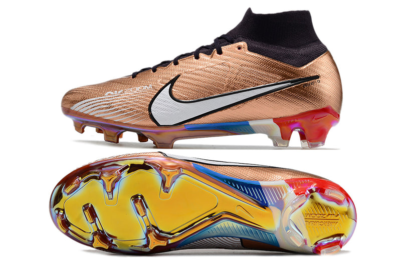 CHUTEIRA NIKE AIR ZOOM MERCURIAL SUPERFLY 9 ELITE CAMPO "MBAPPÉ FRANÇA" - COBRE E PRETA