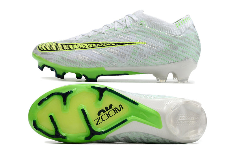 CHUTEIRA NIKE AIR ZOOM MERCURIAL VAPOR 15 ELITE CAMPO "XXV" -BRANCA E VERDE