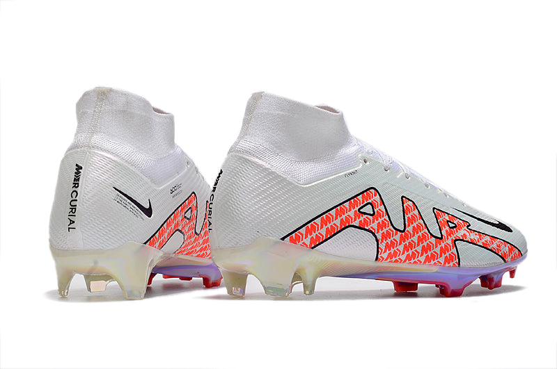 CHUTEIRA NIKE AIR ZOOM MERCURIAL SUPERFLY 9 ELITE CAMPO "DISRUPTION" - BRANCA E VERMELHA