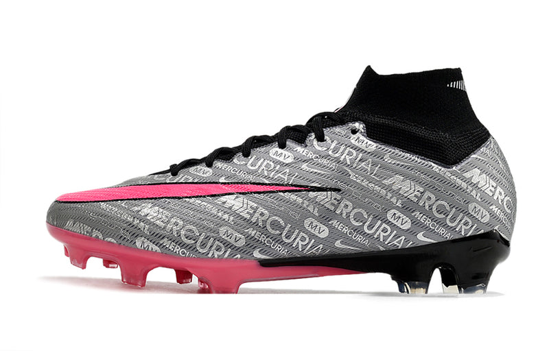 CHUTEIRA NIKE AIR ZOOM MERCURIAL SUPERFLY 9 ELITE CAMPO "XXV" - CINZA E ROSA