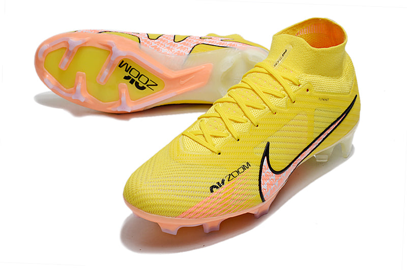 CHUTEIRA NIKE AIR ZOOM MERCURIAL SUPERFLY 9 ELITE CAMPO "LUCENT" - AMARELA E LARANJA