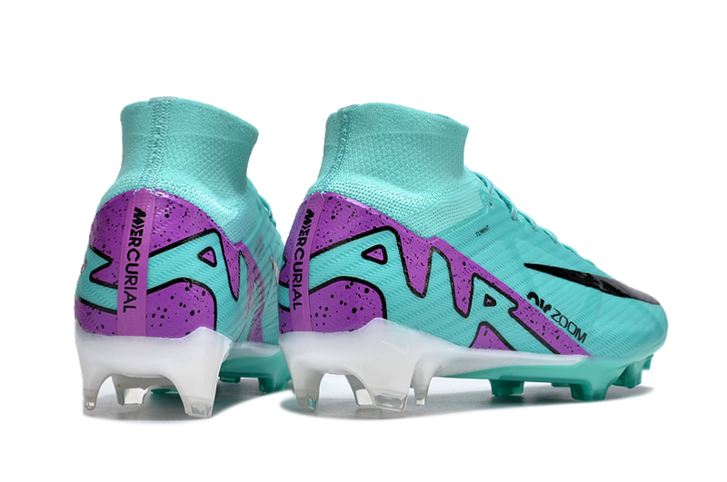 CHUTEIRA NIKE AIR ZOOM MERCURIAL SUPERFLY 9 ELITE CAMPO "PEAK READY" - CIANO E ROXA