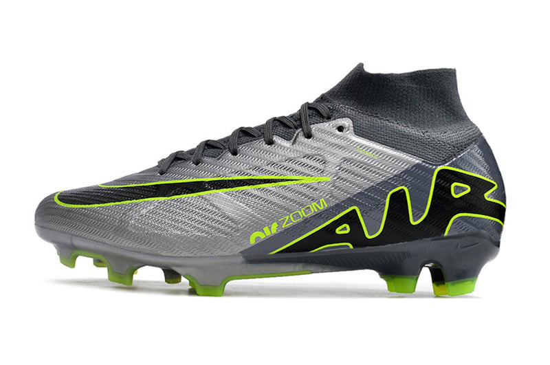 CHUTEIRA NIKE AIR ZOOM MERCURIAL SUPERFLY 9 ELITE CAMPO - CINZA E VERDE