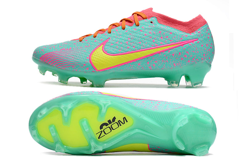 CHUTEIRA NIKE AIR ZOOM MERCURIAL VAPOR 15 ELITE CAMPO - VERDE E ROSA