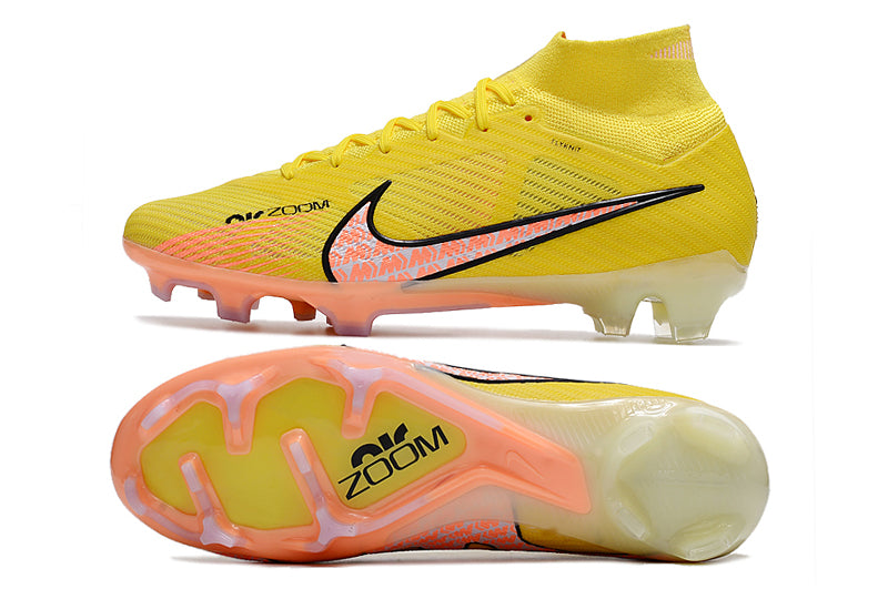 CHUTEIRA NIKE AIR ZOOM MERCURIAL SUPERFLY 9 ELITE CAMPO "LUCENT" - AMARELA E LARANJA