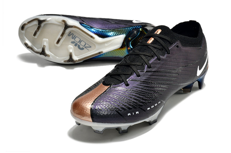 CHUTEIRA NIKE AIR ZOOM MERCURIAL VAPOR 15 ELITE CAMPO "2001" - PRETA E COBRE