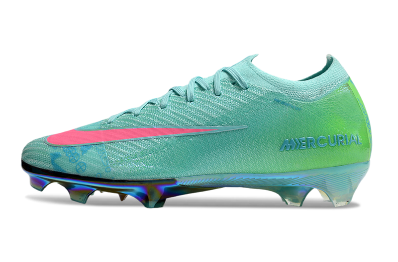 CHUTEIRA NIKE AIR ZOOM MERCURIAL VAPOR 16 ELITE CAMPO "COSMIC SPEED 2" - VERDE E ROSA